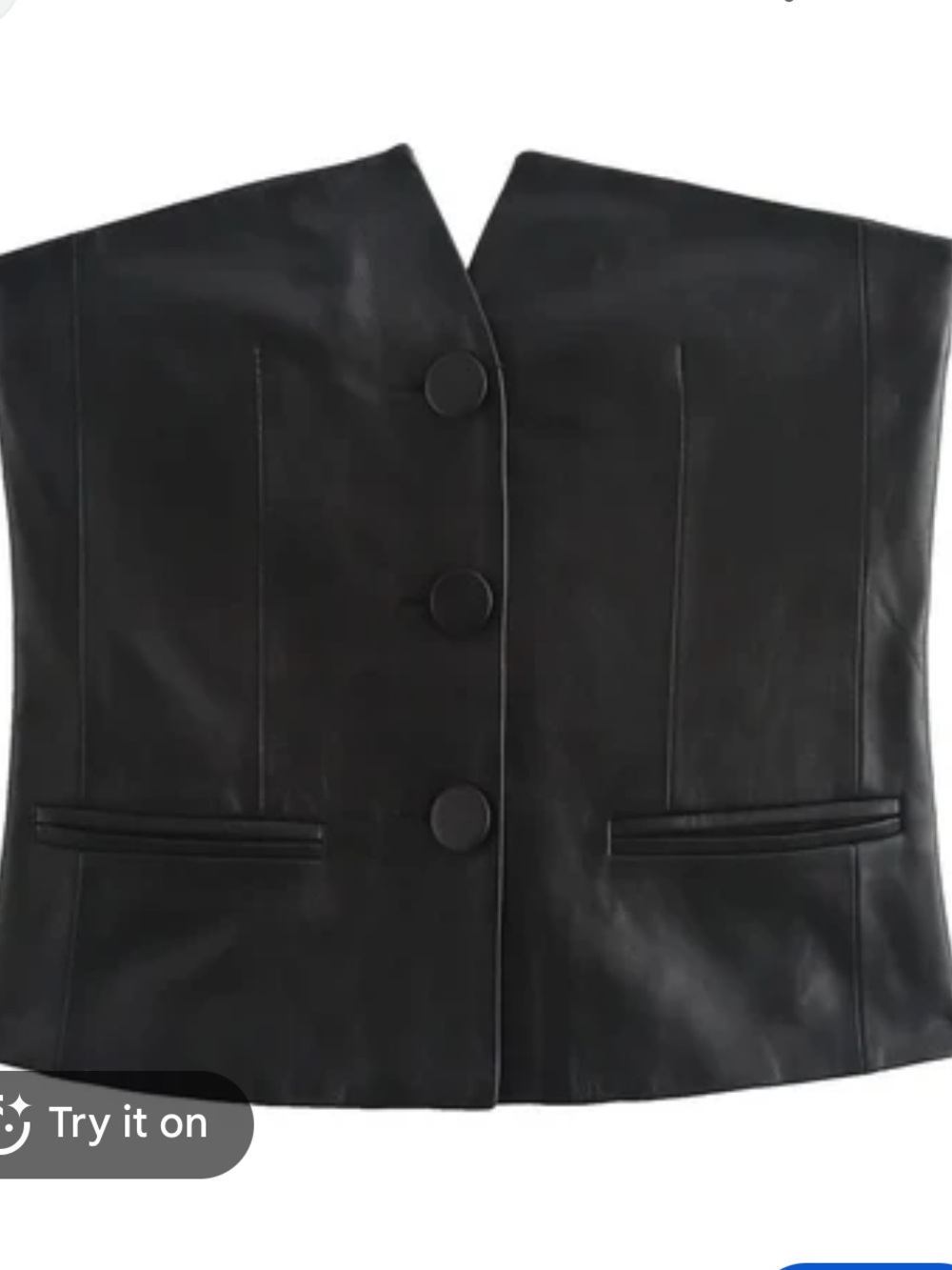 NWT Zara 100% Leather Black Bustier Corset Vest Top Size Medium - Picture 6 of 7